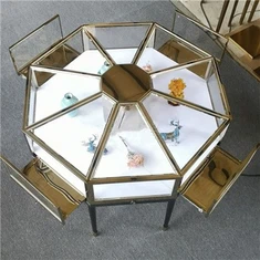 Luxury Octagonal Jewelry Shop Showcase Jewelry Display Cabinet Glass Case